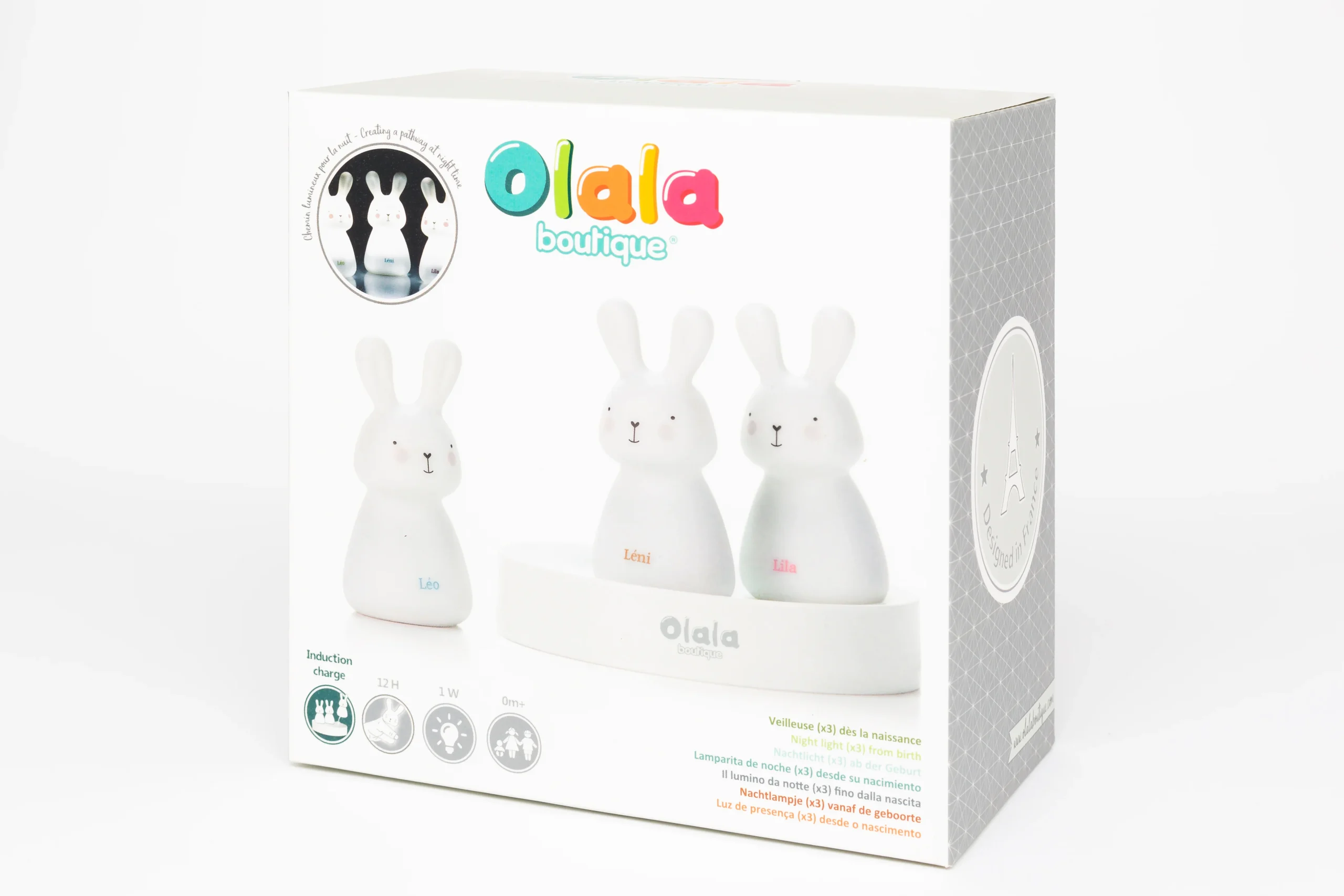 Trio veilleuses à induction lapin - blanc – Image 2