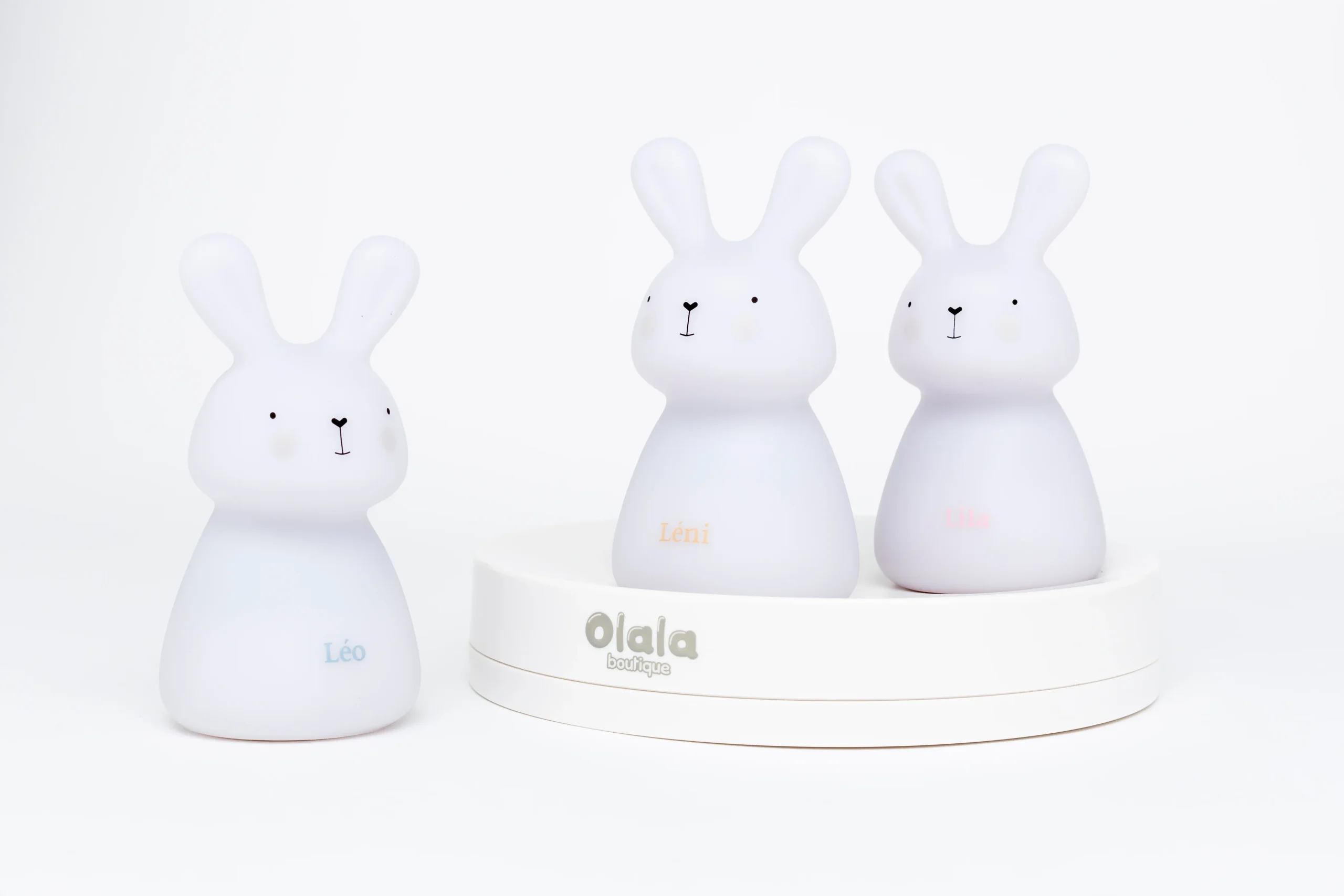 Trio veilleuses à induction lapin - blanc