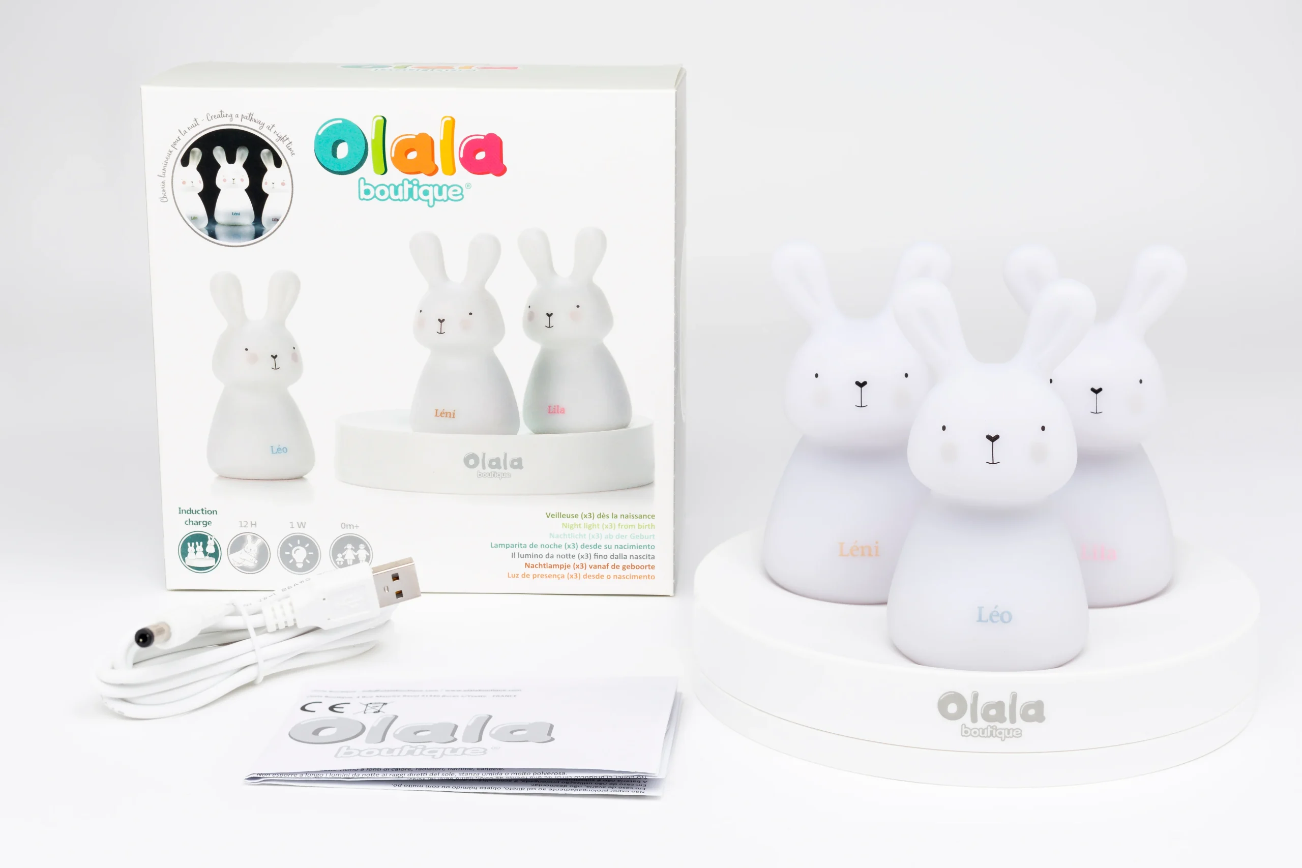 Trio veilleuses à induction lapin - blanc – Image 5