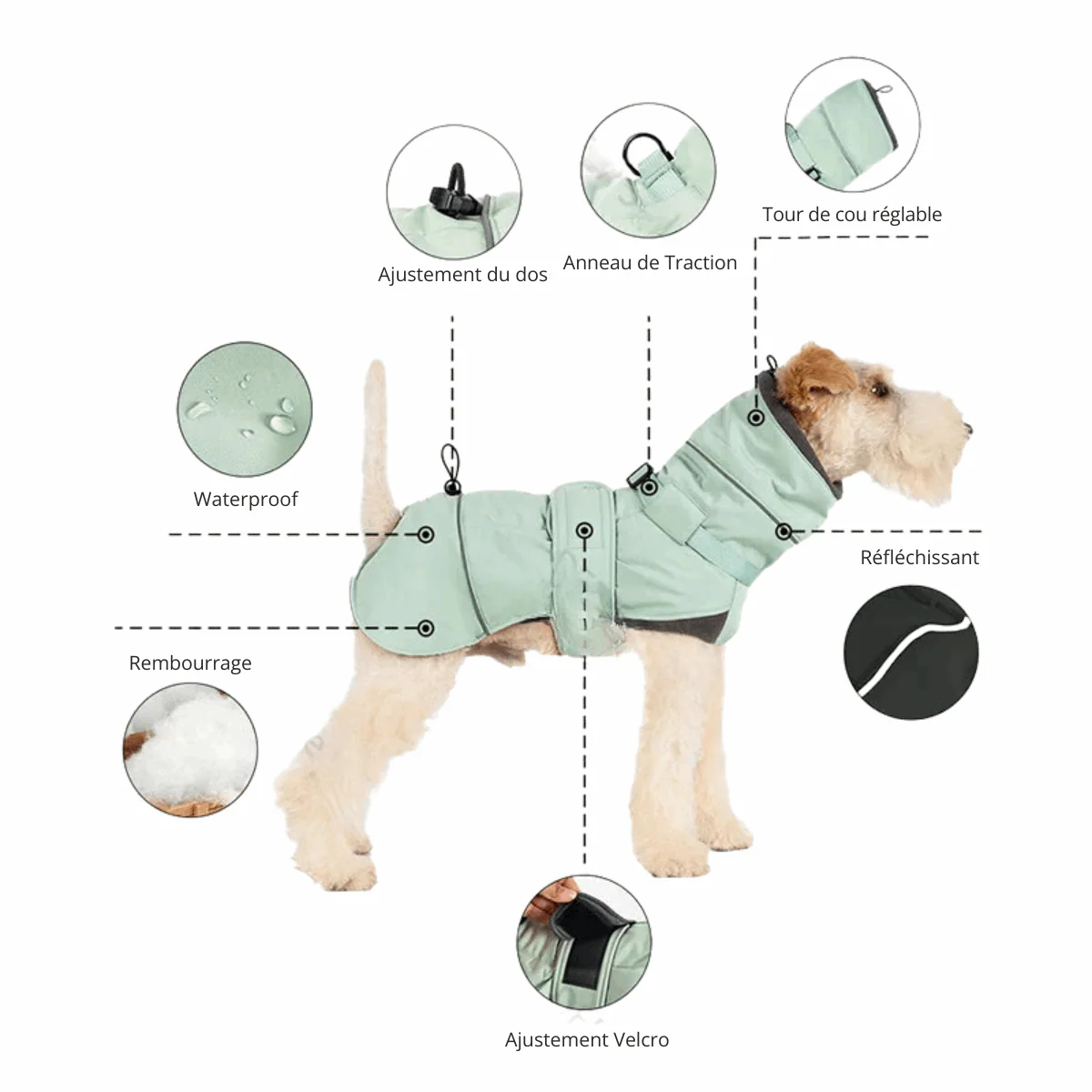 Manteau Imperméable Pour Chien Avec Bande Réfléchissante – Image 6