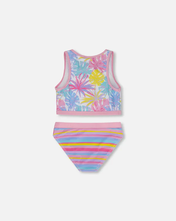 MAILLOT DE BAIN 2 PIÈCES FILLE, PALMIER PASTEL (7 À 12 ANS) – Image 2