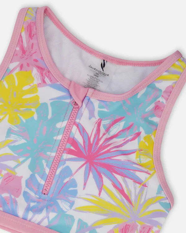 MAILLOT DE BAIN 2 PIÈCES FILLE, PALMIER PASTEL (7 À 12 ANS) – Image 4