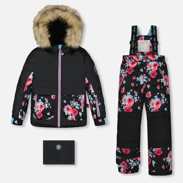 HABIT D'HIVER 2 PIÈCES IMPRIMÉ DE ROSES (2 À 6 ANS)