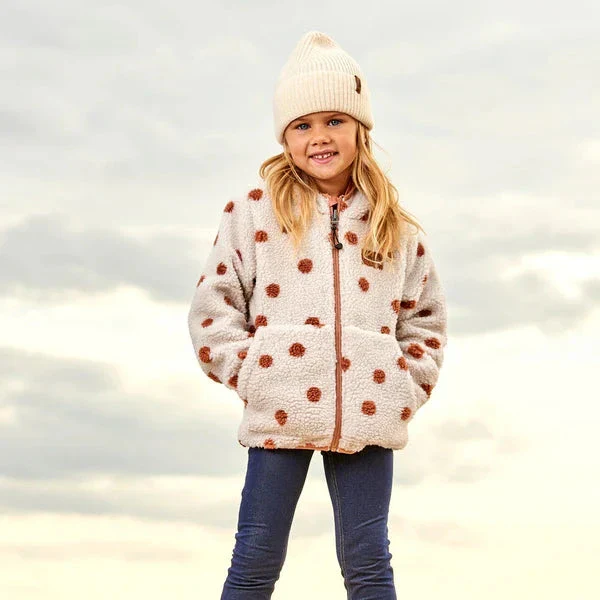 MANTEAU MI-SAISON RÉVERSIBLE ENFANT, POIS BRUN ROSÉE (2 ET 4 ANS)