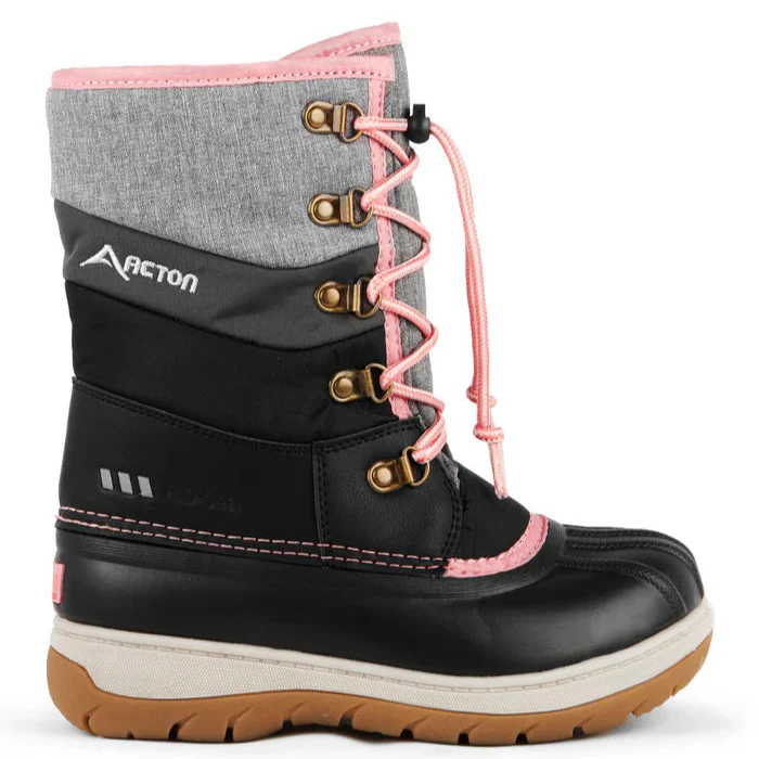 BOTTES HIVER JUNIOR, GUMMY NOIR ET ROSE (13 À 3)