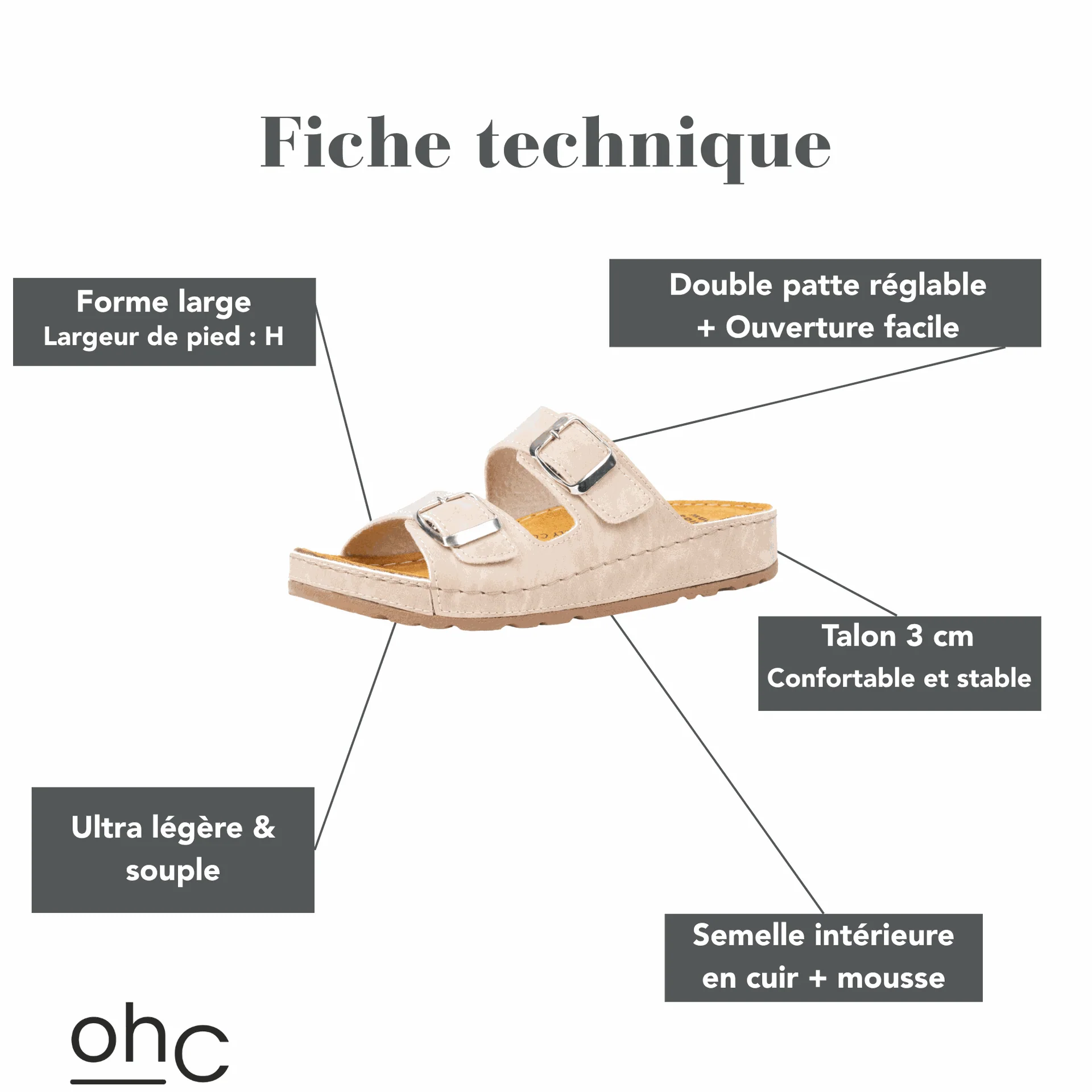 Sandales largeur H pour pieds larges - Modele Hibiscus – Image 3