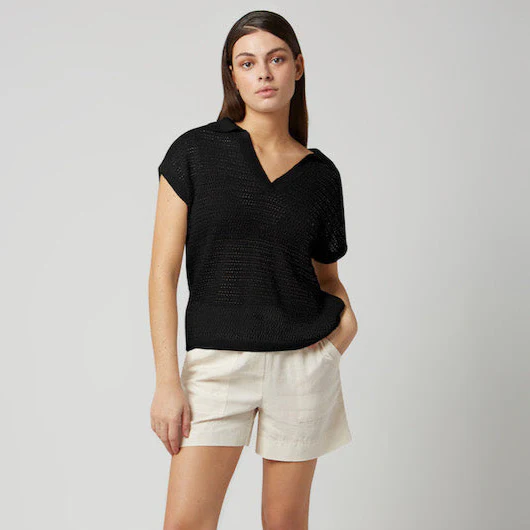 HAUT À MANCHES COURTES POUR FEMME, AGIA NOIR