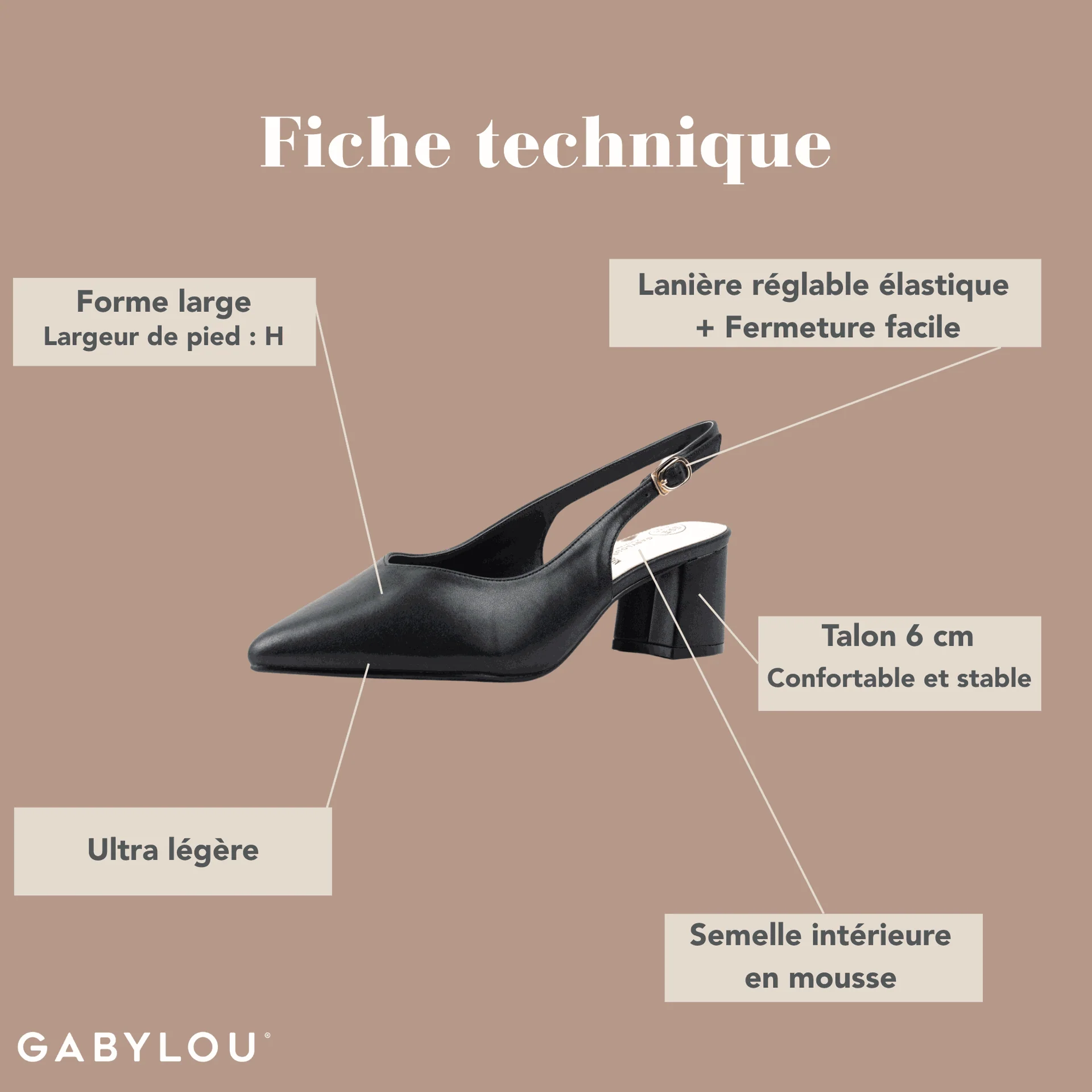 Sandales à talons pieds larges ajustables H - Modele Lea – Image 3
