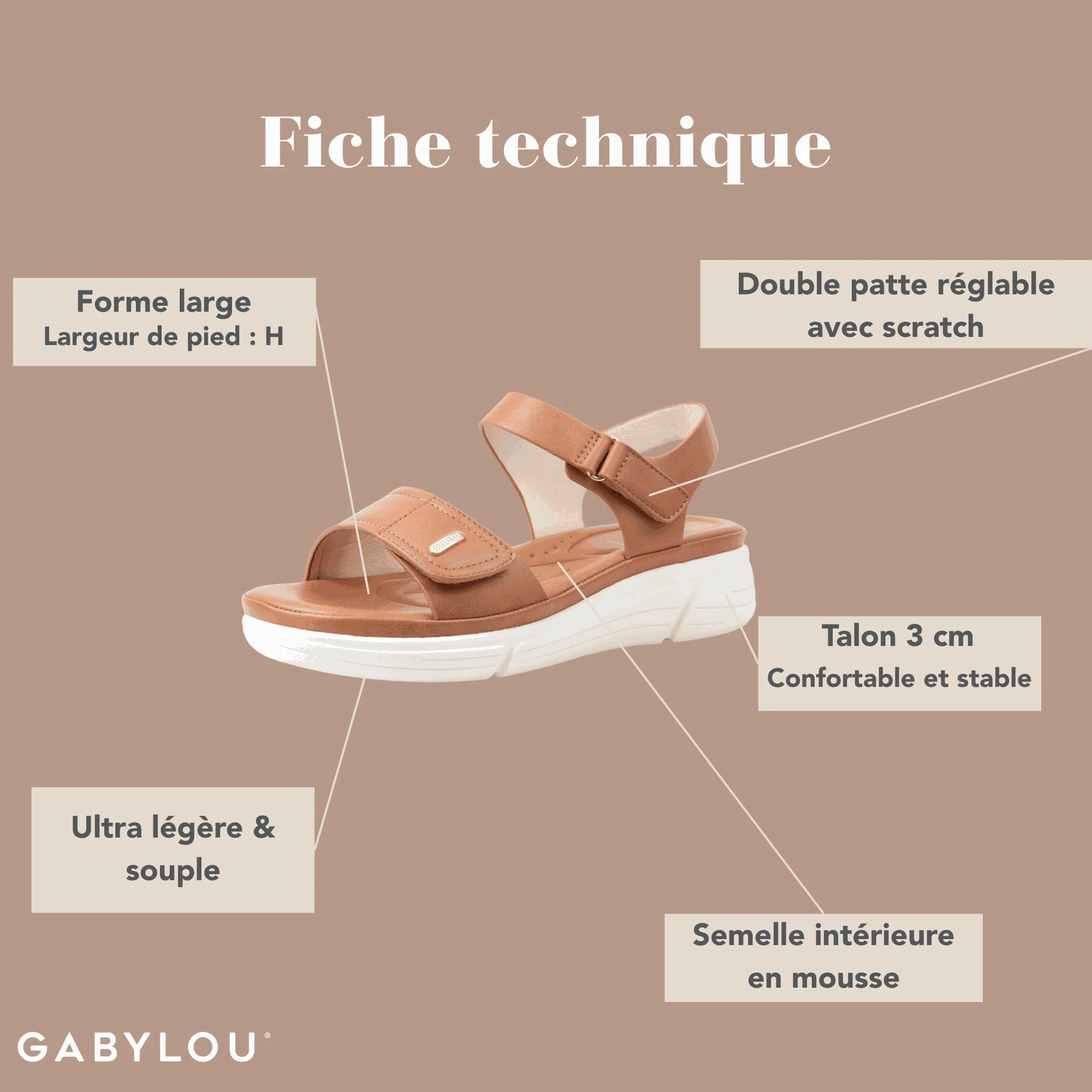 Sandales pieds larges ajustables H - Modele Mia – Image 3