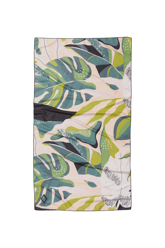 SERVIETTE PLAGE, ULTRALÉGÈRE MONSTERA GREEN PINK