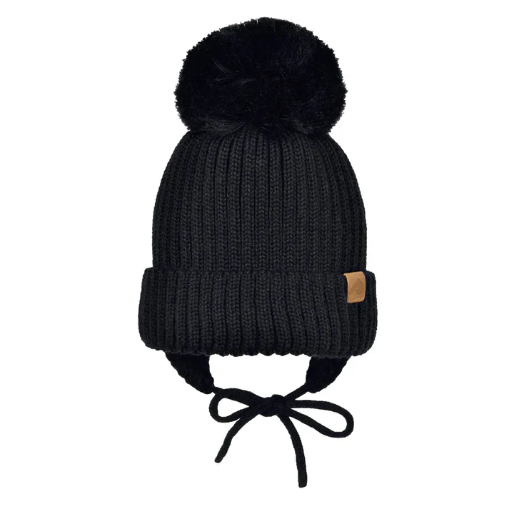 TUQUE À OREILLES POUR ENFANT, NOIR (0 à 12 ans)