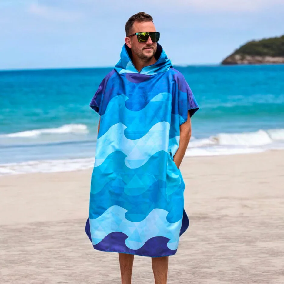 PONCHO EN MICROFIBRE POUR ADULTE, VAGUE