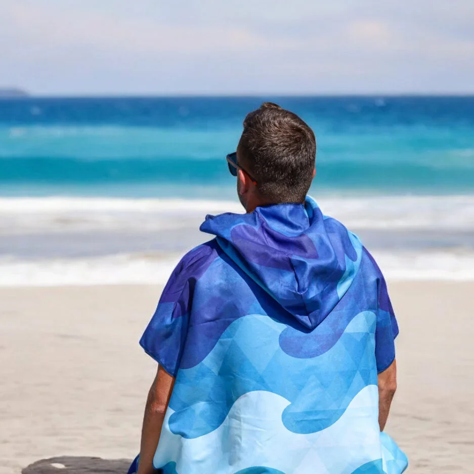 PONCHO EN MICROFIBRE POUR ADULTE, VAGUE – Image 2