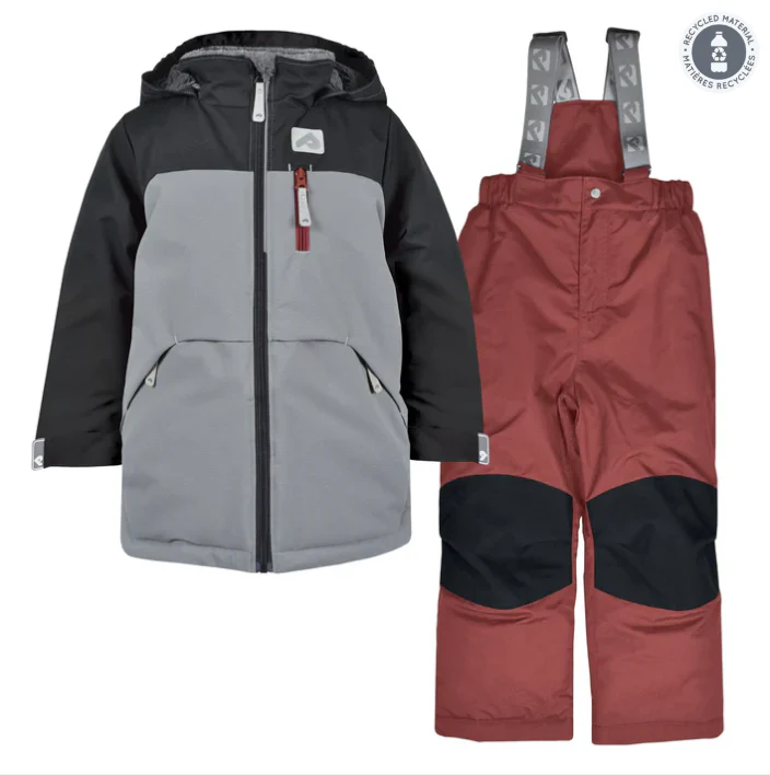 HABIT D'HIVER 2 PIÈCES POUR GARÇON, NOIR, GRIS & GRENAT (2 À 6 ANS) – Image 2