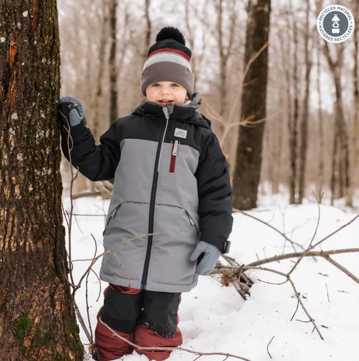 HABIT D'HIVER 2 PIÈCES POUR GARÇON, NOIR, GRIS & GRENAT (2 À 6 ANS)