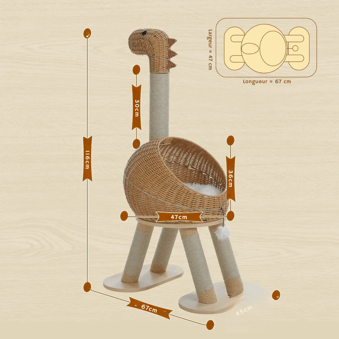 Arbre À Chat Dinosaure En Sisal Et Rotin – Image 6