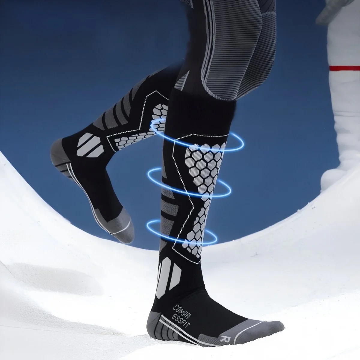 Chaussettes de randonnée hautes, respirantes et résistantes | Montelac – Image 3