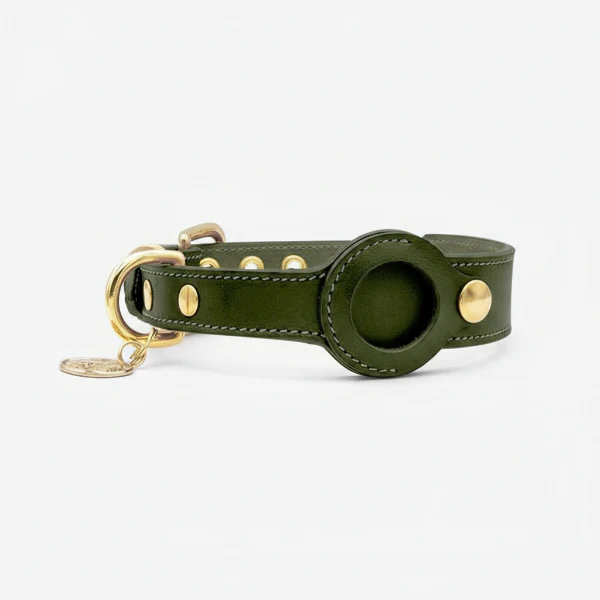 Collier En Cuir Avec Emplacement Airtag