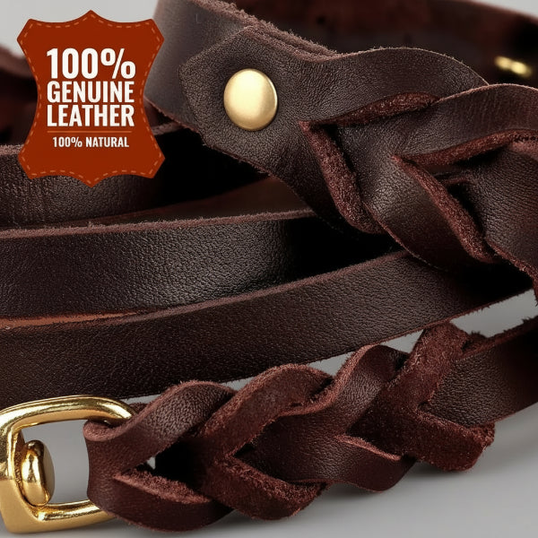 Collier Et Laisse Pour Chien En Cuir Véritable Tressé – Image 9