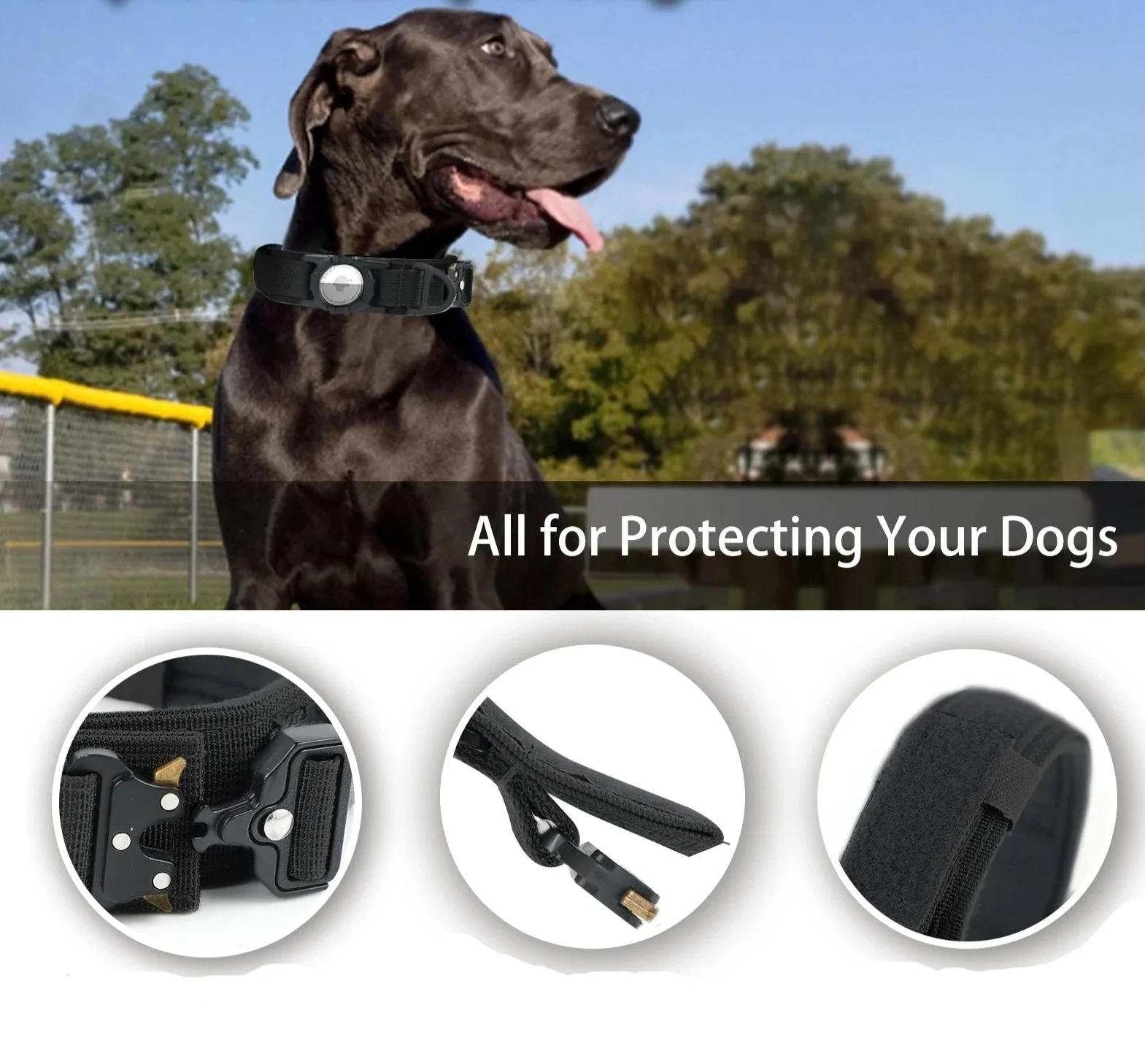 Collier Pour Grand Chien Avec Poignée Et Emplacement AirTag – Image 3