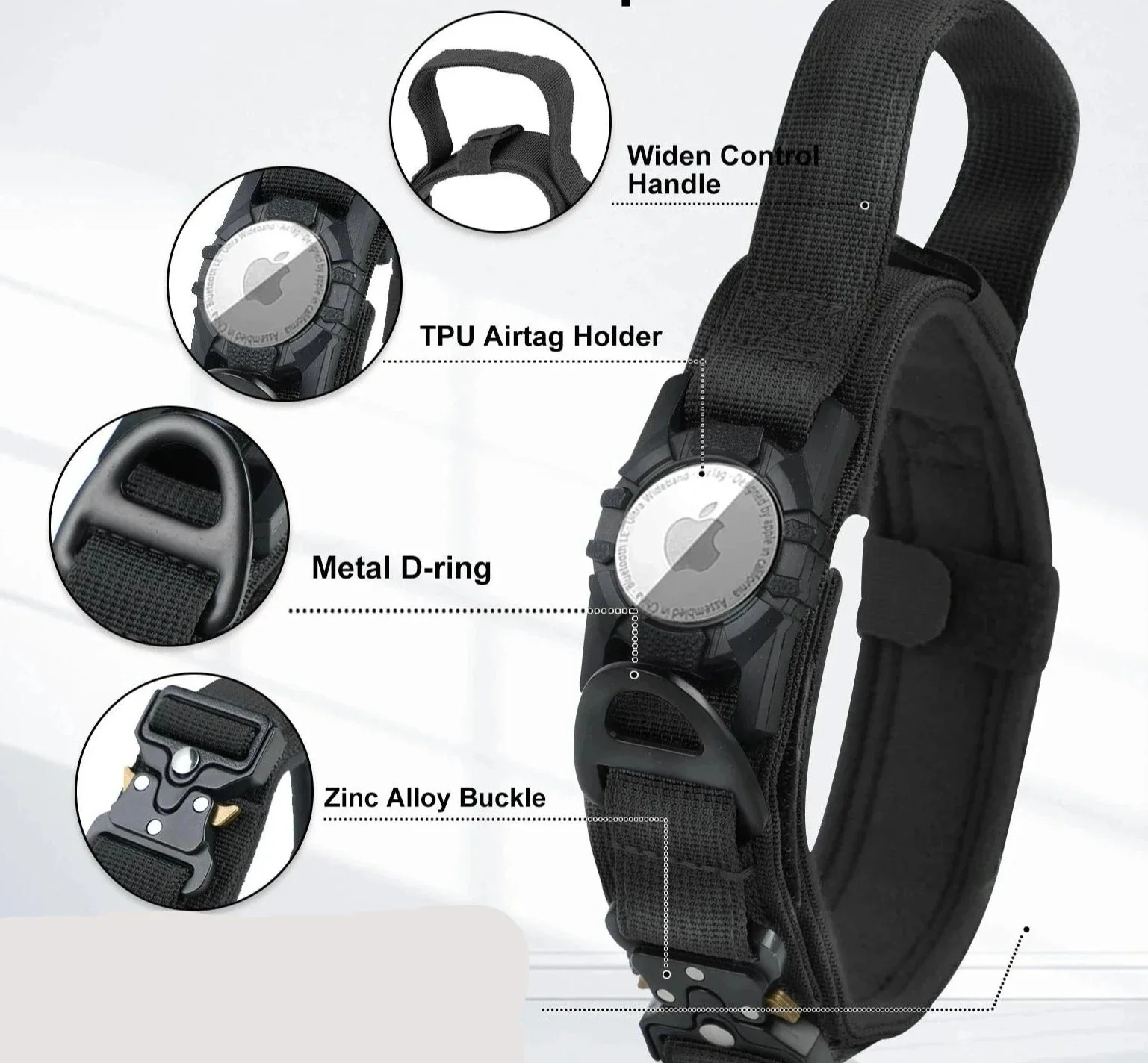 Collier Pour Grand Chien Avec Poignée Et Emplacement AirTag – Image 2