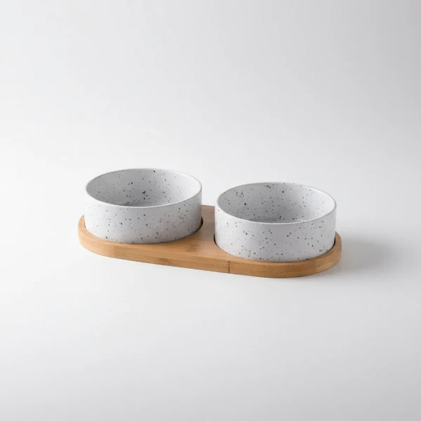 Gamelle Céramique Pour Chien Avec Support Bambou – Image 2