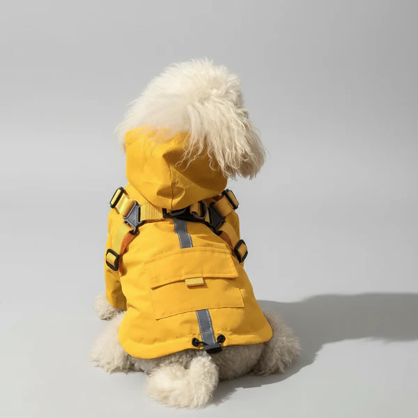 Imperméable Pour Chien Avec Capuche Et Anneau Laisse – Image 2