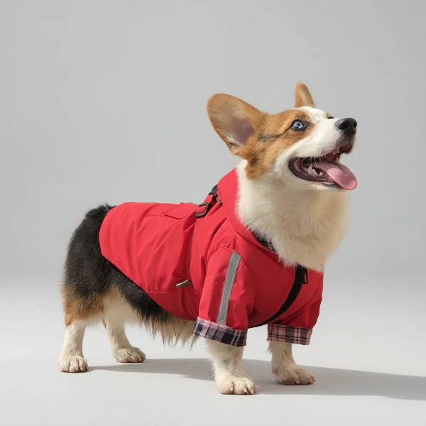 Imperméable Pour Chien Avec Capuche Et Anneau Laisse – Image 3