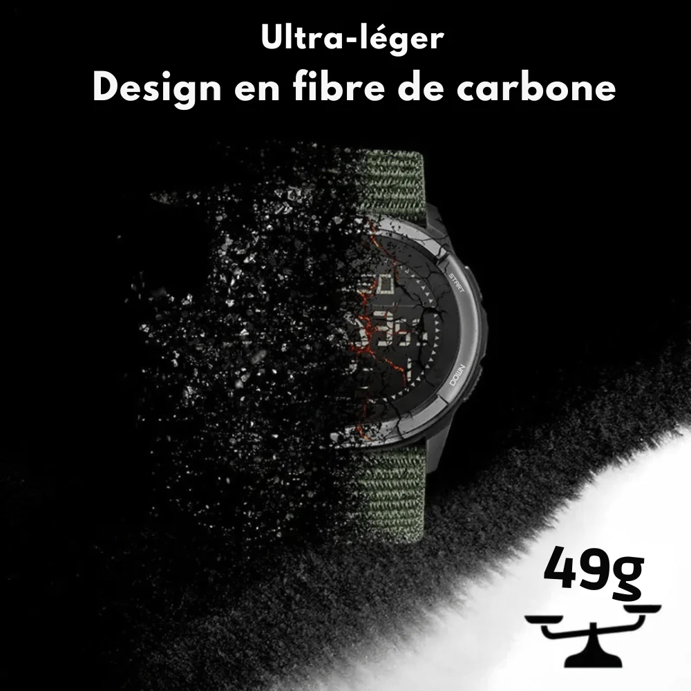 Montre outdoor légère en fibre de carbone - Étanche 50 m – Image 2