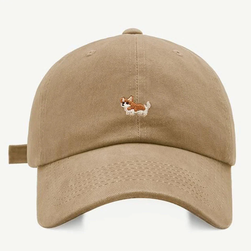 Casquette En Coton Corgi Design Brodée