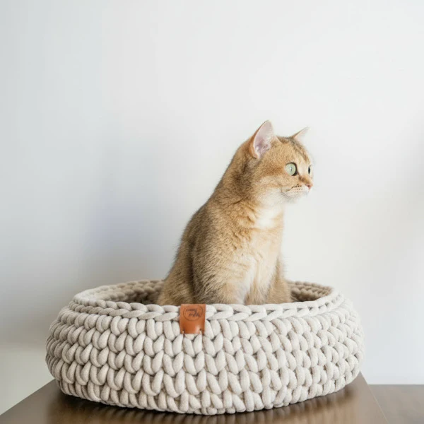 Panier Chat En Coton Recyclé Fait Main – Image 7