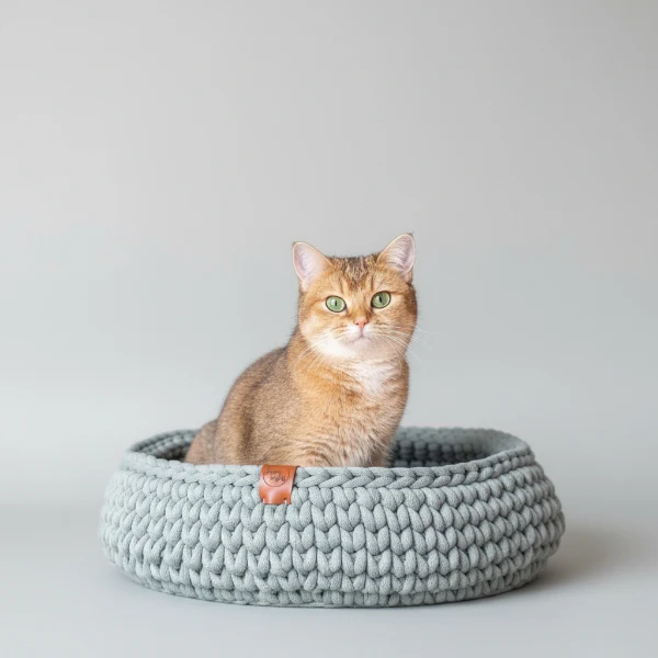 Panier Chat En Coton Recyclé Fait Main – Image 5