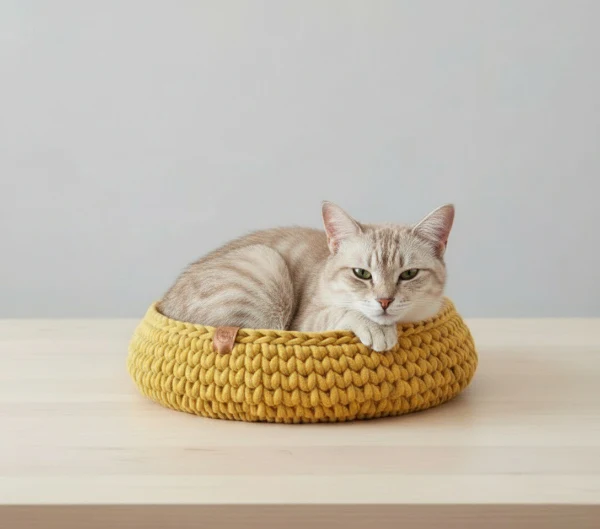 Panier Chat En Coton Recyclé Fait Main