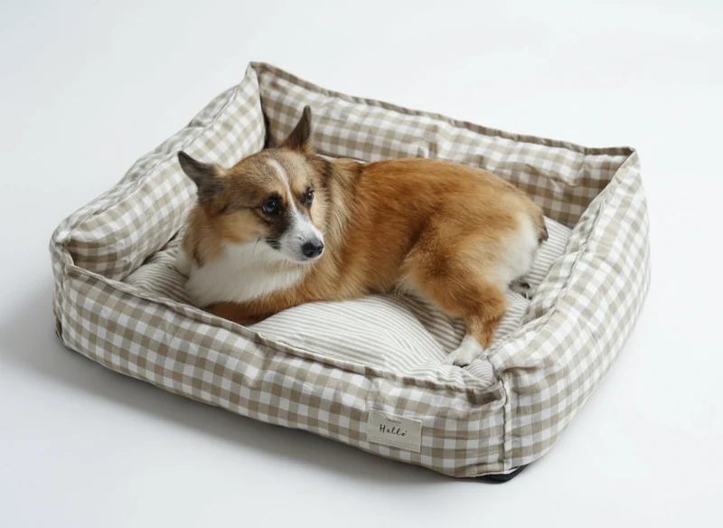 Panier Déhoussable Vichy En Coton Pour Chien Et Chat – Image 6