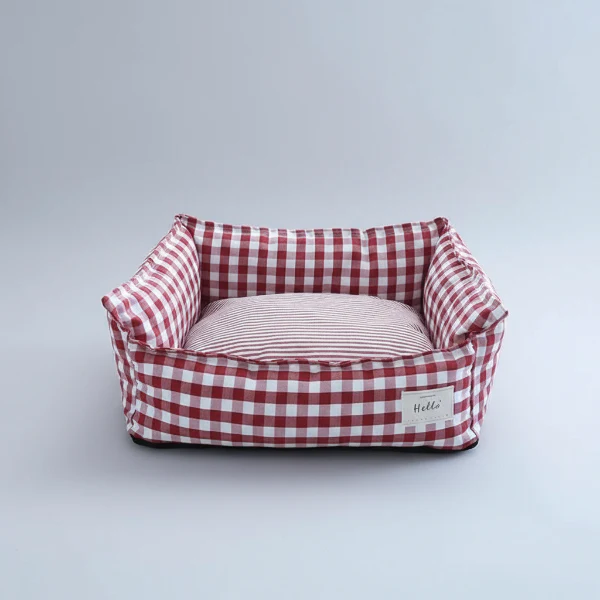 Panier Déhoussable Vichy En Coton Pour Chien Et Chat – Image 3