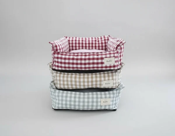 Panier Déhoussable Vichy En Coton Pour Chien Et Chat – Image 4