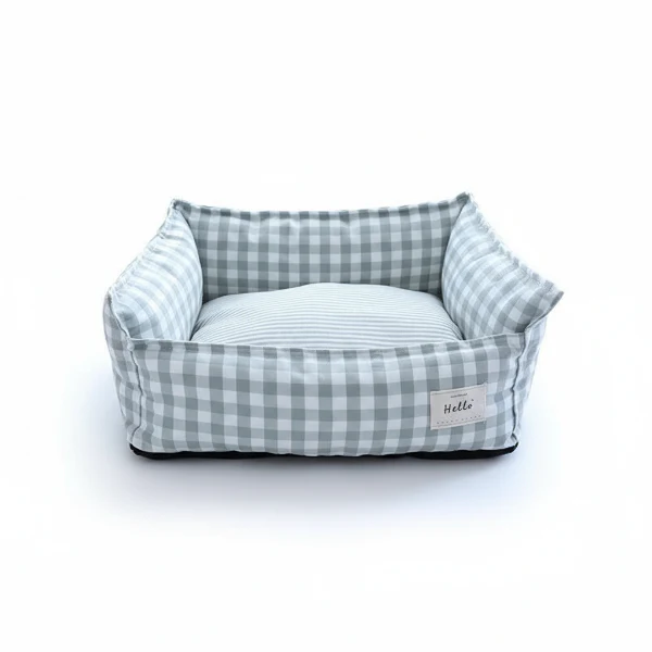 Panier Déhoussable Vichy En Coton Pour Chien Et Chat – Image 2