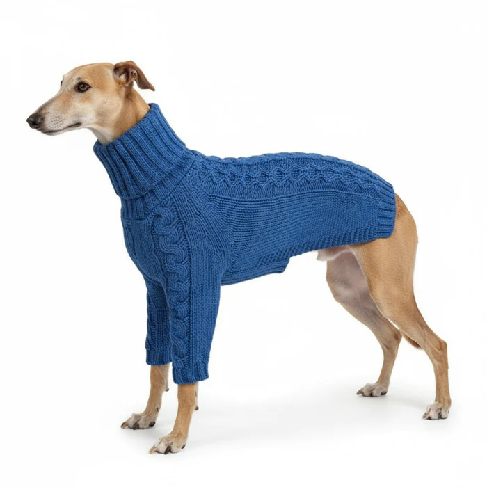 Pull Tricot Torsadé Col Roulé Pour Lévrier Et Whippet – Image 5