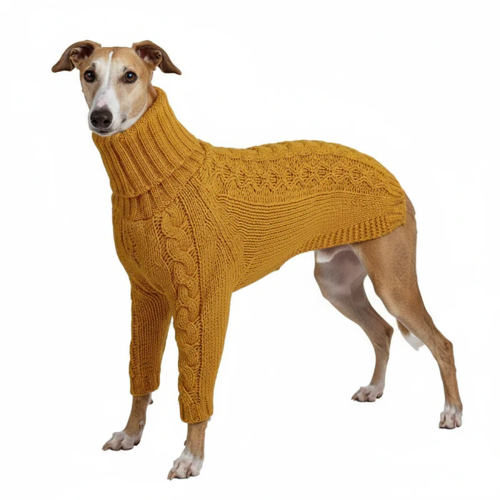 Pull Tricot Torsadé Col Roulé Pour Lévrier Et Whippet – Image 6