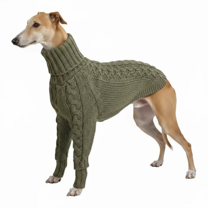 Pull Tricot Torsadé Col Roulé Pour Lévrier Et Whippet – Image 4