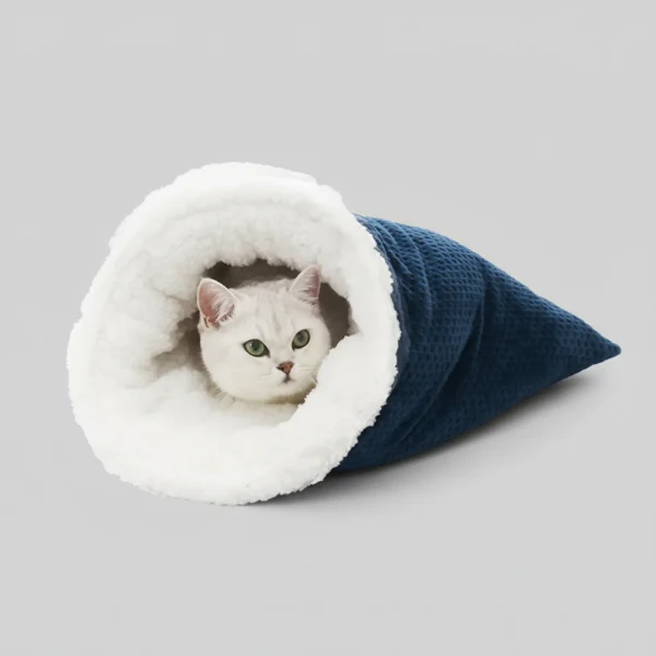 Sac De Couchage Doublé En Peluche Douce Pour Chat – Image 2