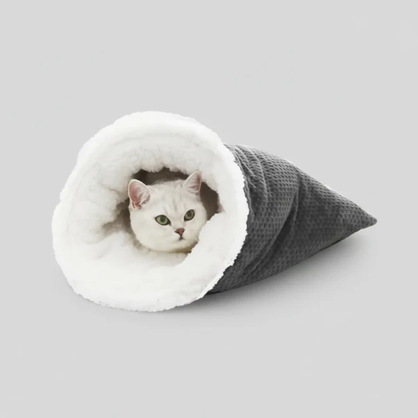 Sac De Couchage Doublé En Peluche Douce Pour Chat