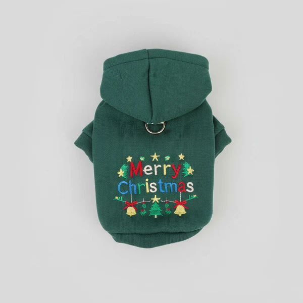 Sweat A Capuche De Noël Vert Pour Chien