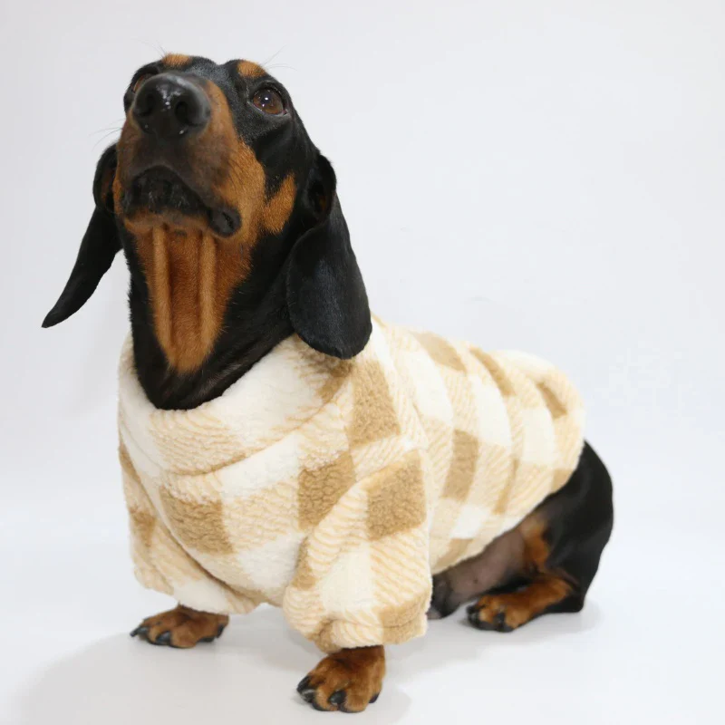Sweat En Polaire A Carreaux Pour Teckel – Image 3