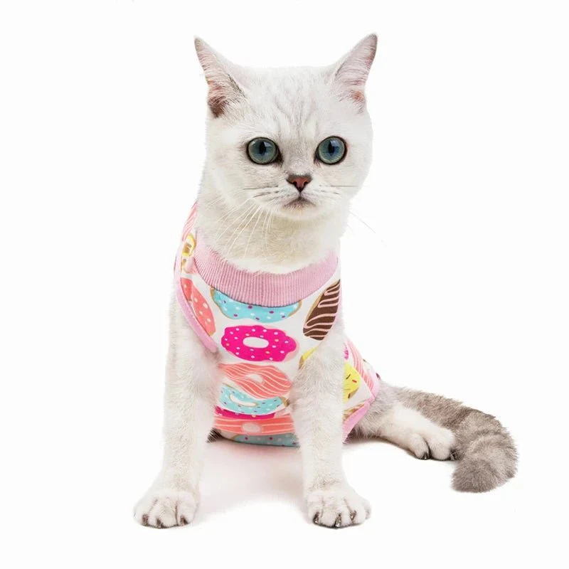 T-Shirt Post Opératoire Pour Chat - Motifs Colorés – Image 9