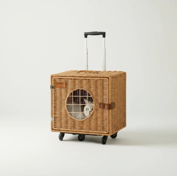 Valise À Roulette En Osier Pour Chat – Image 3