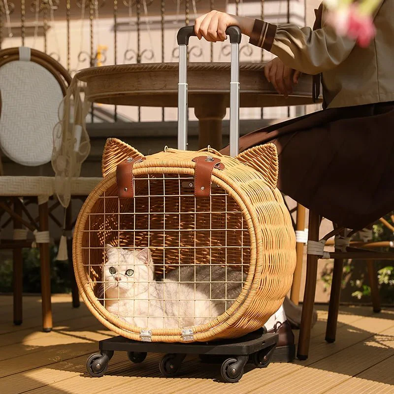 Valise À Roulette En Osier Pour Chat – Image 2