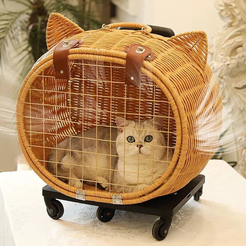 Valise À Roulette En Osier Pour Chat – Image 4