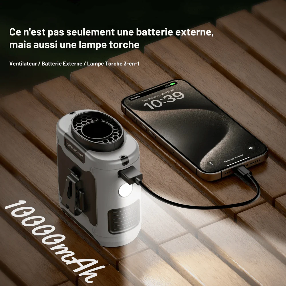 Ventilateur portable de taille 10000 mAh résistant et étanche | Montelac – Image 6