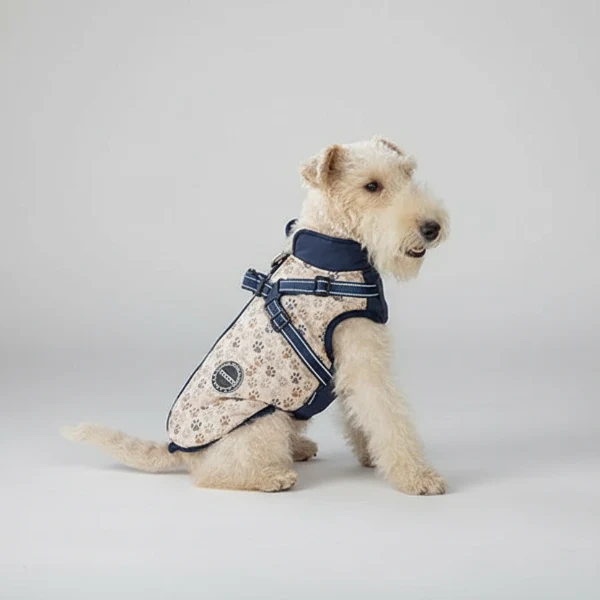Veste Imperméable Doublée Polaire Avec Harnais Intégré Pour Chien – Image 2